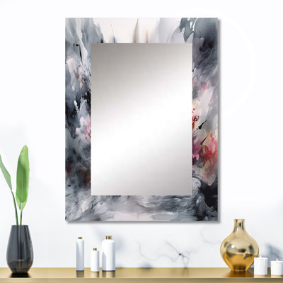 «Evolving In Pink Grey», miroir imprimé géométrique mural