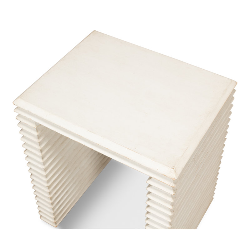 Stacked Solid Wood End Table, Antique White
