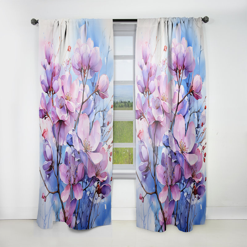 Tortelli Lilacs Representation Multicolored Acrylic II - Traditional Velvet Curtain - 1 Panel, 52" W x 95" L
