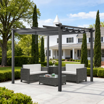 10 Ft. W X 10 Ft. D Aluminum Pergola with Canopy
