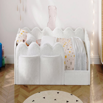 Twin Size Upholstered Floor Bed, White