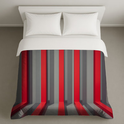 Housses de couette à rayures verticales rouges et grises