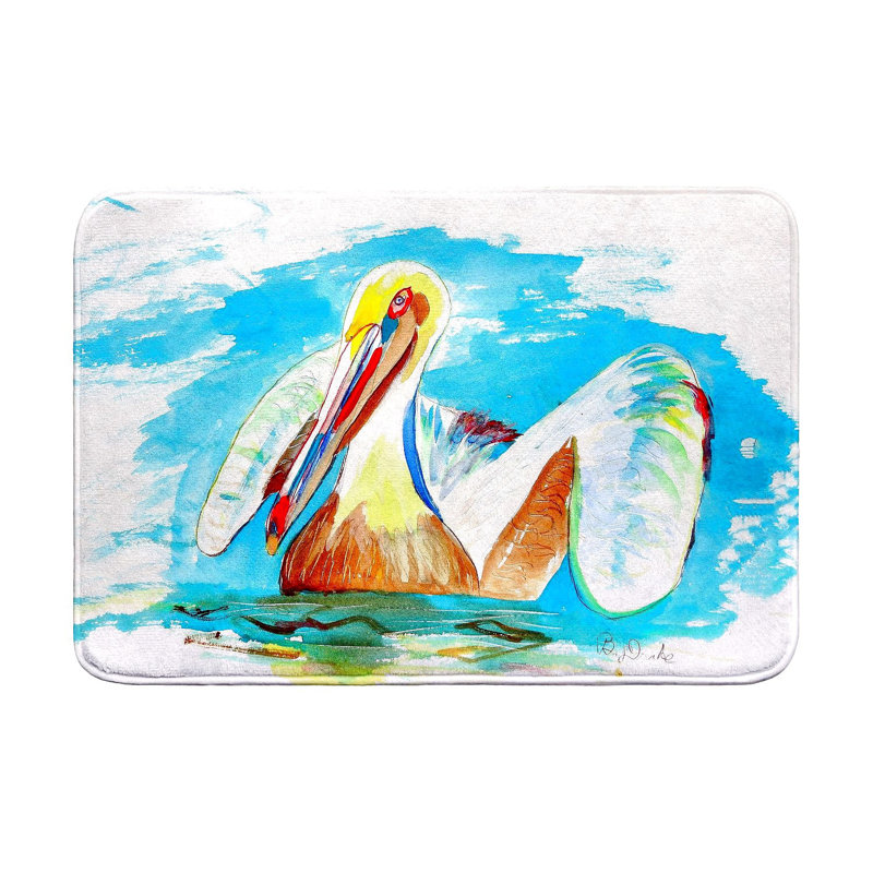 Pelican in Teal Bath Mat, Single - 24" L x 36" W
