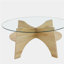 Table basse ronde en verre trempé - 31,5 po de diamètre, conception multifonctionnelle. Conception de piédestal en forme de ventilateur. Plateau de table en verre trempé rond. Convient pour les salles à manger, les salons, les bureaux et plus encore.
