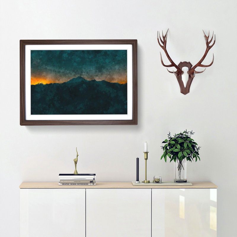 Mountain in Whistler Canada - Picture Frame Painting Print, 62cm H x 87cm W x 2cm D, Walnut Framed