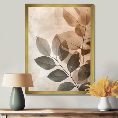 Collage mosaïque feuilles taupe II - impressions murales florales
