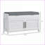 Banc à chaussures, rangement pour hall d'entrée / couloir / chambre à coucher 35,4 po avec coussin, tablettes réglables, portes à volets blanc neige | blanc | panneau de fibres à densité moyenne