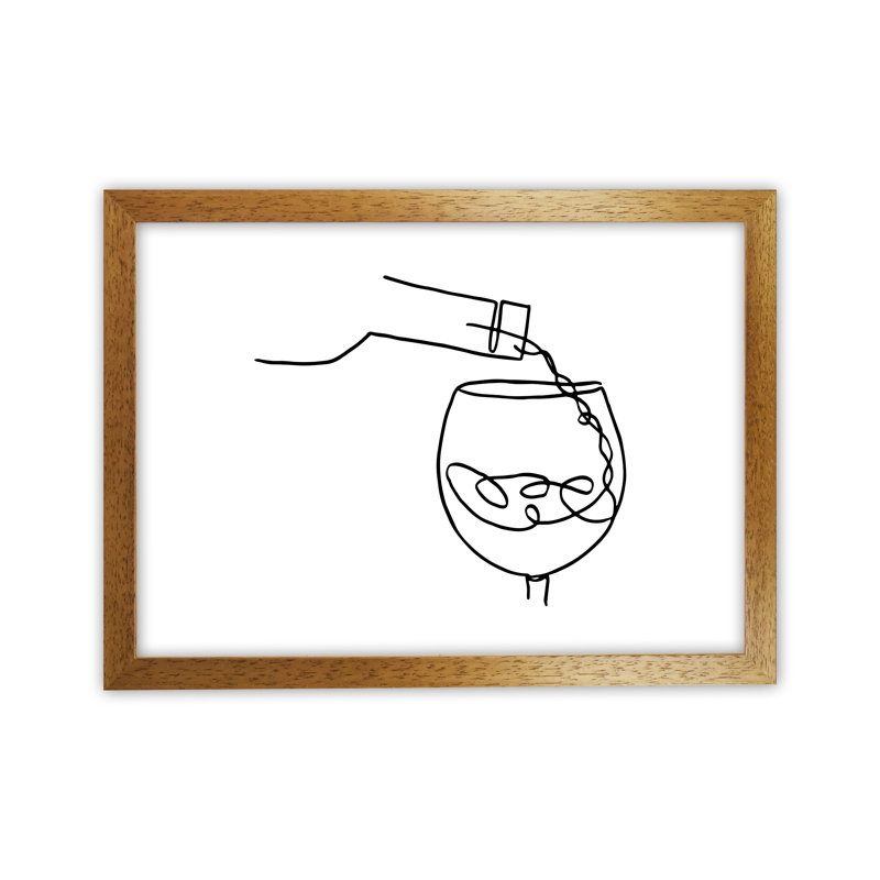 Pouring Wine - Print on Canvas, Oak Frame, 34cm H x 46cm W x 3cm D