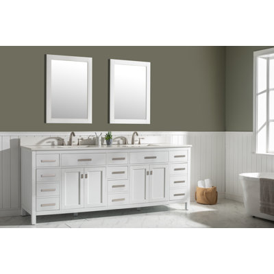 Binion 84'' Double Bathroom Vanity with Quartz Top