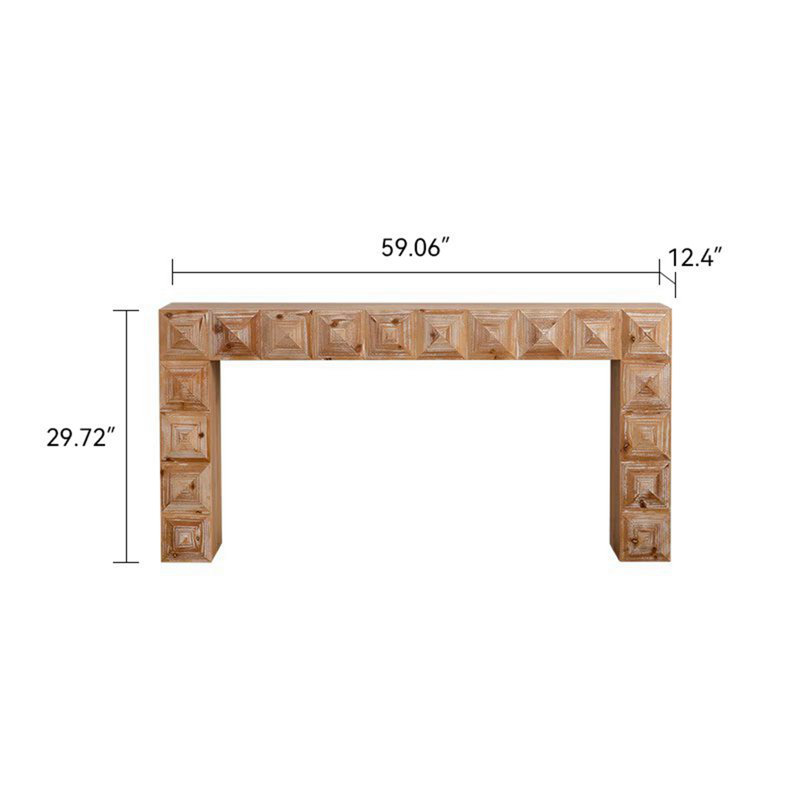 59.06" Rustic Geometric Relief Console Table