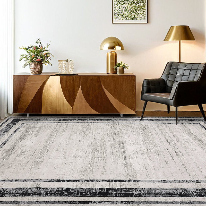Commercial Grade Modern Rugs 10x13 Oversized Washable Rugs with Rubber Backing, Contemporary Minimalist Floor Carpet, Indoor Foldable Printed Mat