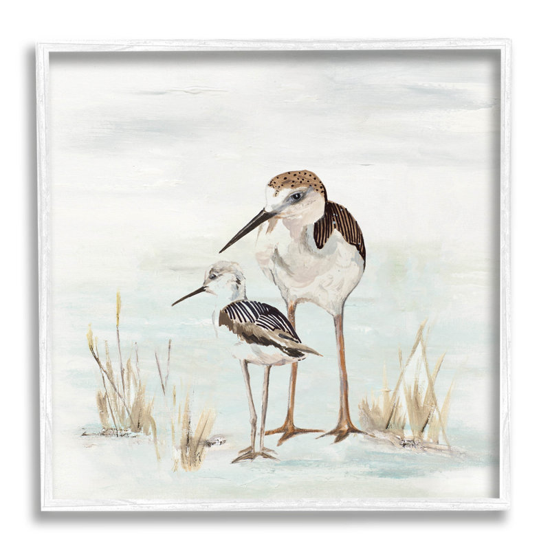 «Sandpipers Duo Coastal Beach Bird», estampe numérique par Patricia Pinto, H 17 po x l 17 po x P 1,5 po