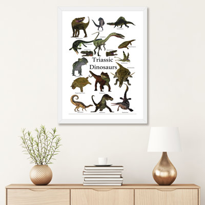 Affiche des dinosaures préhistriques et des reptiles pendant la période triasique par Corey Ford - impression d'art graphique