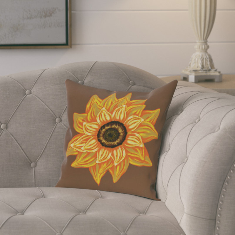Floral Reversible Throw Pillow, 16" H x 16" W, Brown