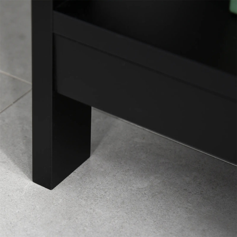 HOMCOM Console Table Side Desk Shelves Drawers Open Top X Support Hallway, Black