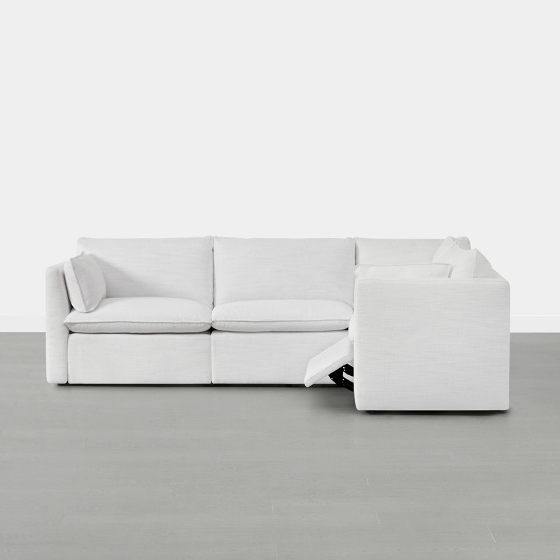 Greylan Modular Power Sectional, Cream, 35" H x 107" W x 73" D