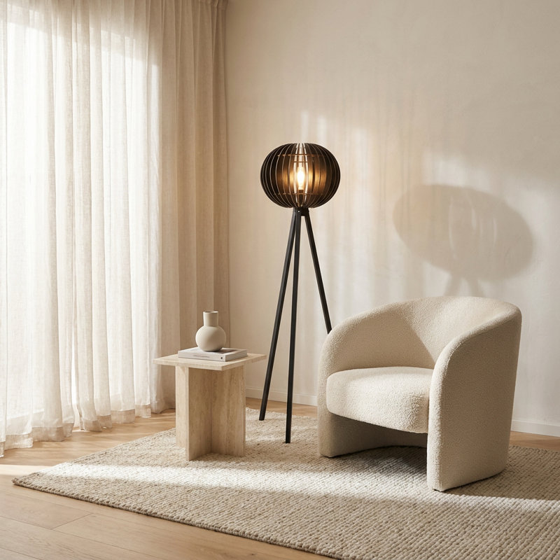 Lampe sur pied géométrique noire Aura