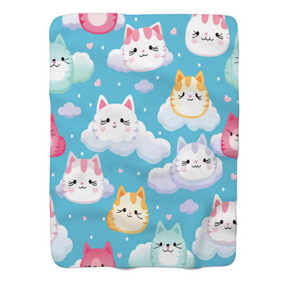 Playful Cat Patterns - 1 pièce Sherpa Premium