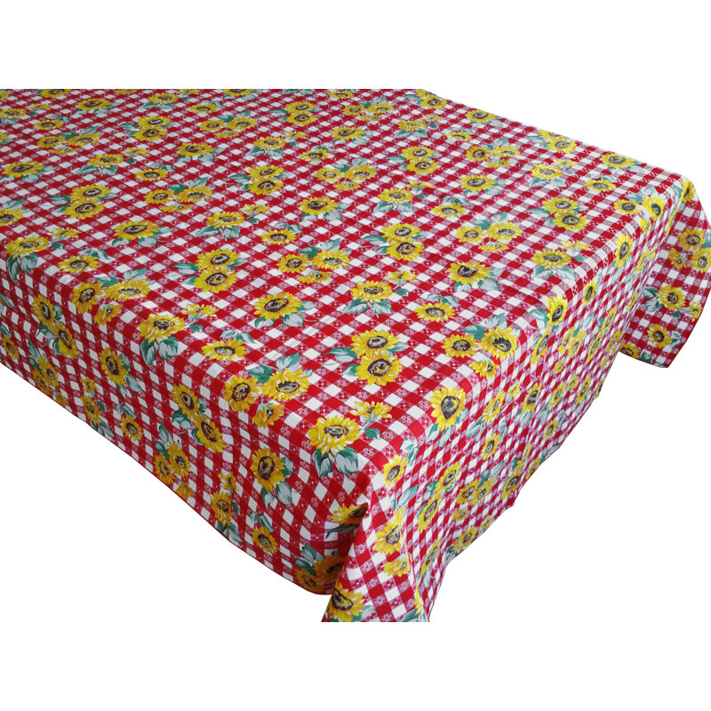 Sunflowers Print Tablecloths, Tavern Red, 58" W x 96" L