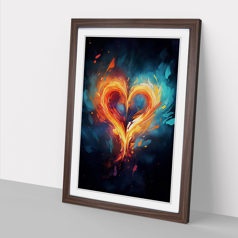 Love Heart Digital - Single Picture Frame Print on Wood, Walnut Framed, 64cm H x 46cm W x 2cm D