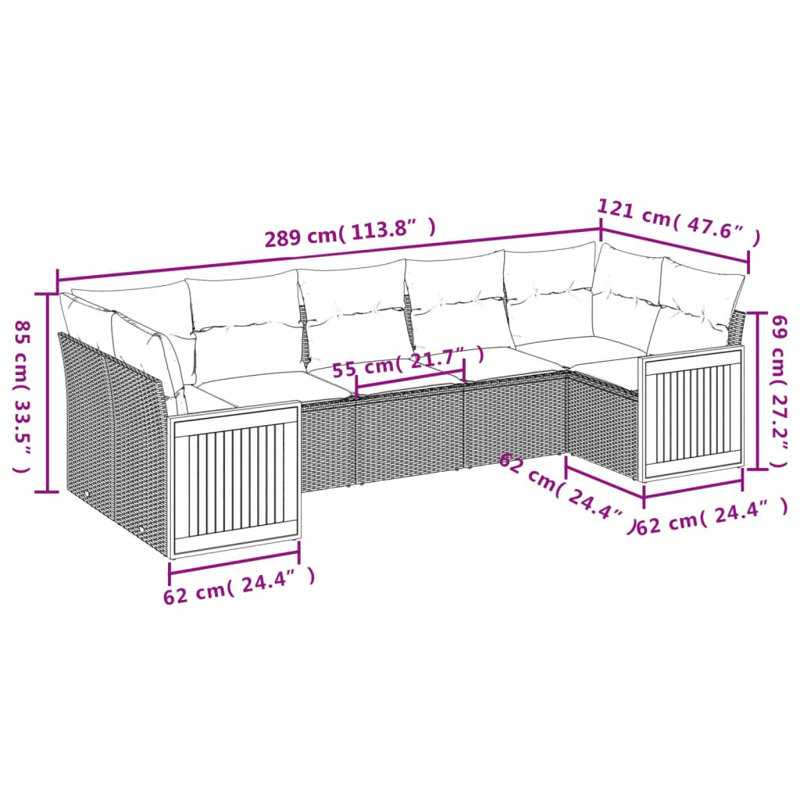 Ensemble de canapé de jardin Vidaxl