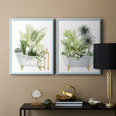«Plant Bath I», reproduction encadrée de qualité supérieure - prête à être accrochée - aucun clou requis - aucun clou requis
