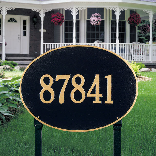 Plaque d'adresse sur 1 ligne Hawthorne, Oui, Noir et or