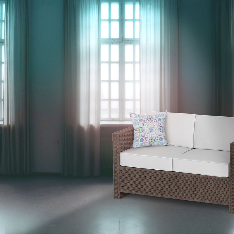 Housse et insert de coussin Aleighana, 18 po x 18 po, Bleu clair / vert / rouge