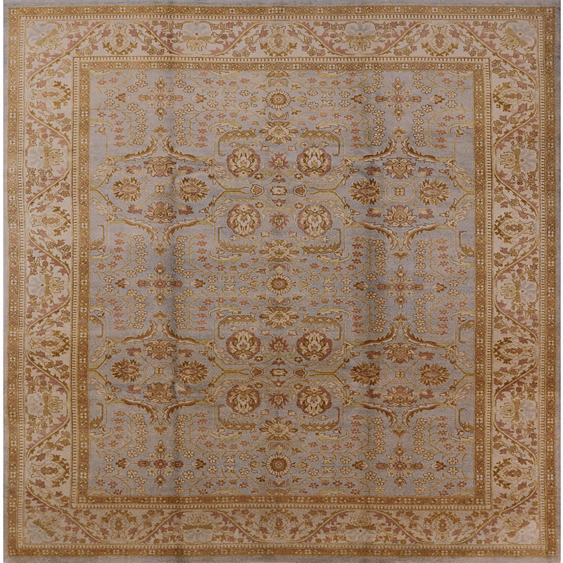 Tapis oriental bleu / brun, Carré 7 pi