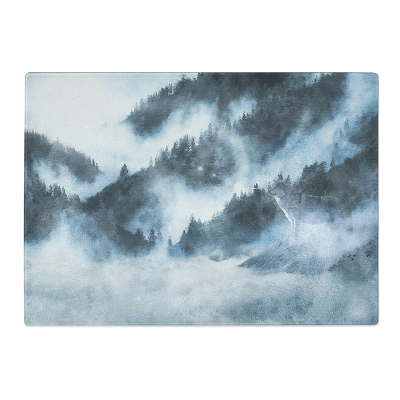 Tempered Glass Grey Wolf in a Winter Forest Chopping Board, 28.5 cm x 39 cm