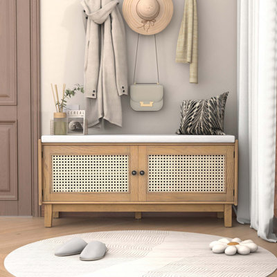 Banc en rotin avec rangement Boho