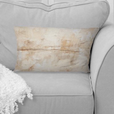 Beige And White Timeless Minimalism - Abstract Painting Printed Throw Pillow