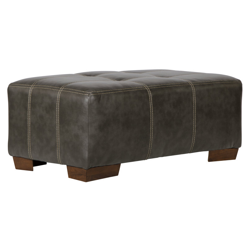 Peosta Faux Leather Ottoman, Steel