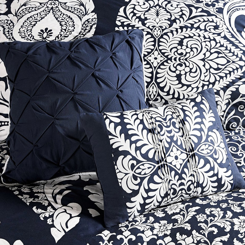 Housse de couette très grand / très grand pour très grand lit, coussins de manipulation en tissu délicat brodés, Marine