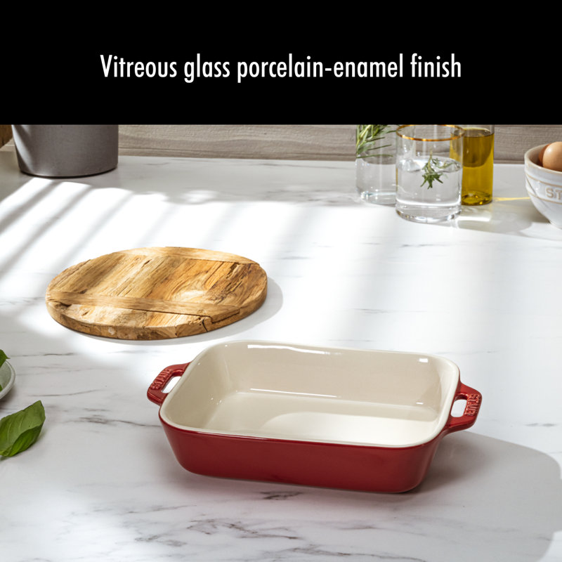 Staub Ceramic 2-piece Rectangular Baking Dish Set, Rustic Red