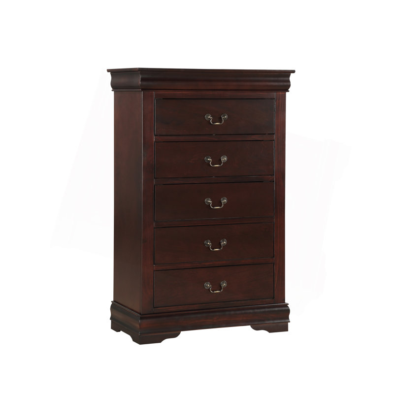 Commode 1 pièce à 5 tiroirs Louis Philip, Cerisier