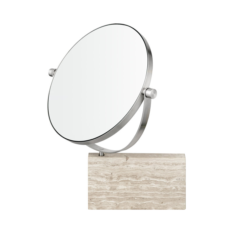Lamura Round Magnifying Metal Framed Wall Mounted Bathroom / Vanity Mirror in Brushed Stainless Steel