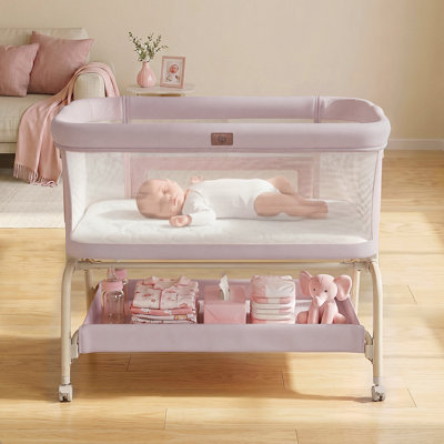 3-in-1 Baby Bassinet Bedside Sleeper with Soft & Breathable Mattress, Full-Mesh Sides and 6-Height Adjustable