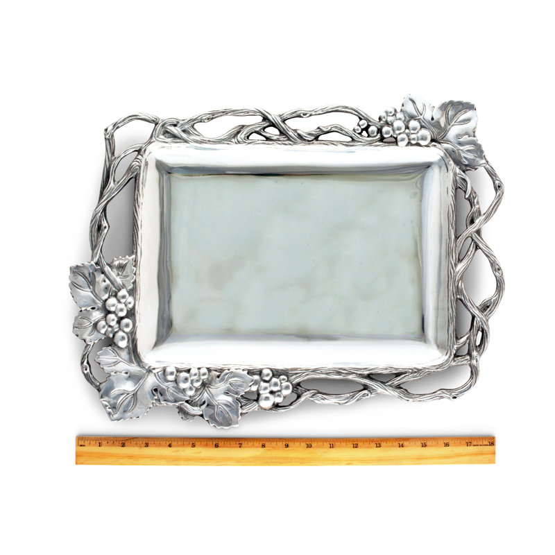 Arthur Court Silver Aluminum Grape Vine Rectangle Serving Tray