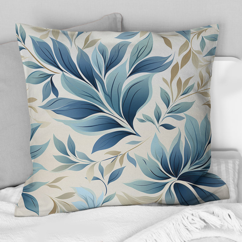 Coussin décoratif imprimé floral Tranquil Patterns I, H 18 po x l 18 po