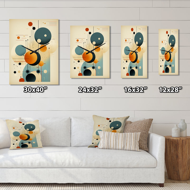 «The Mystery Of Love Flow Vintage Illustration I» - Horloge murale rétro géométrique moderne, H 32 po x l 16 po x P 1 po