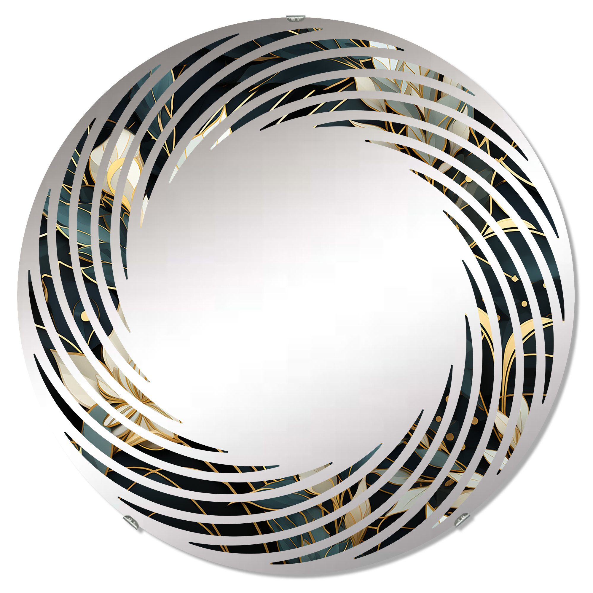 Design Art Gold Art Deco Gmarble Glamour Bliss I Spiral Wall Mirror