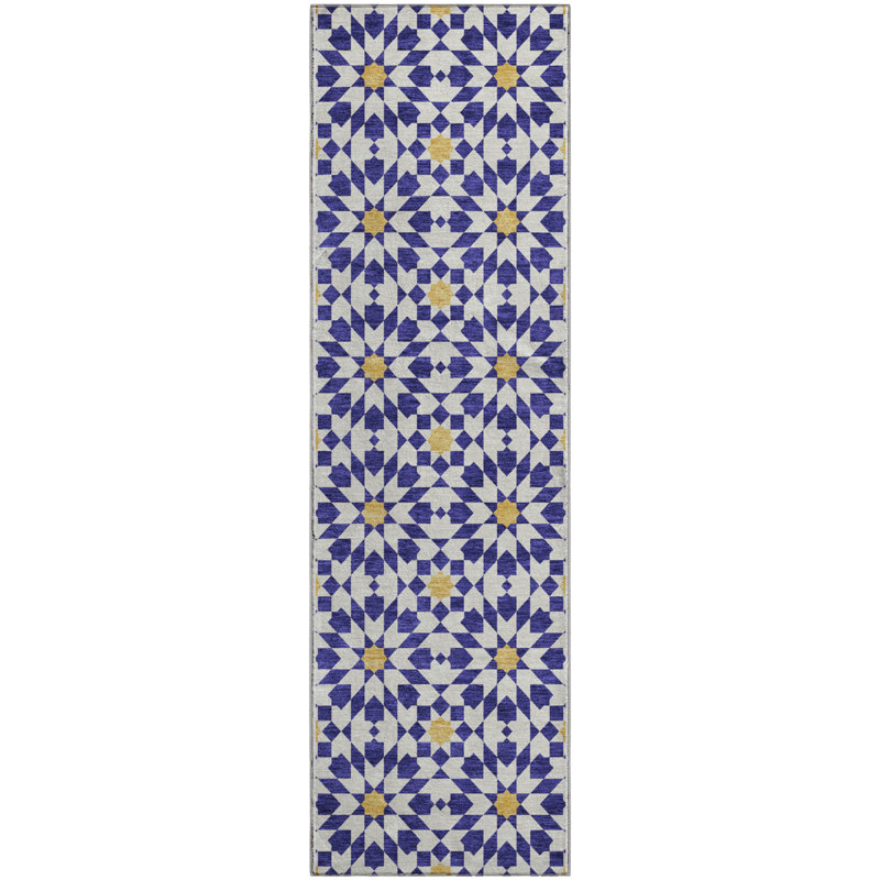 Premium Machine Washable Tweedy Navy Rug, Runner 2'3" x 7'6"