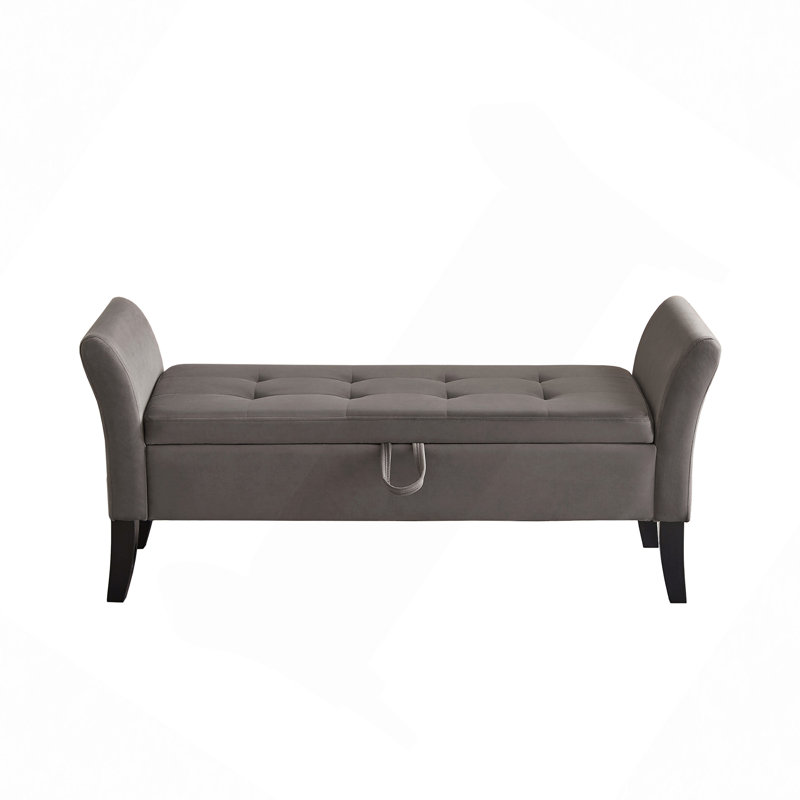 Banc de lit 51,5 po avec velours de rangement, Gris