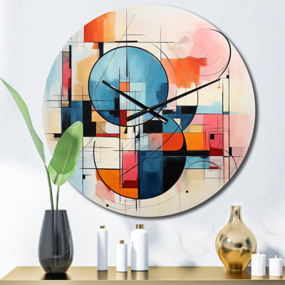Colourful Mid Century Abstract Fusion IV - Mid-Century Wall Clock