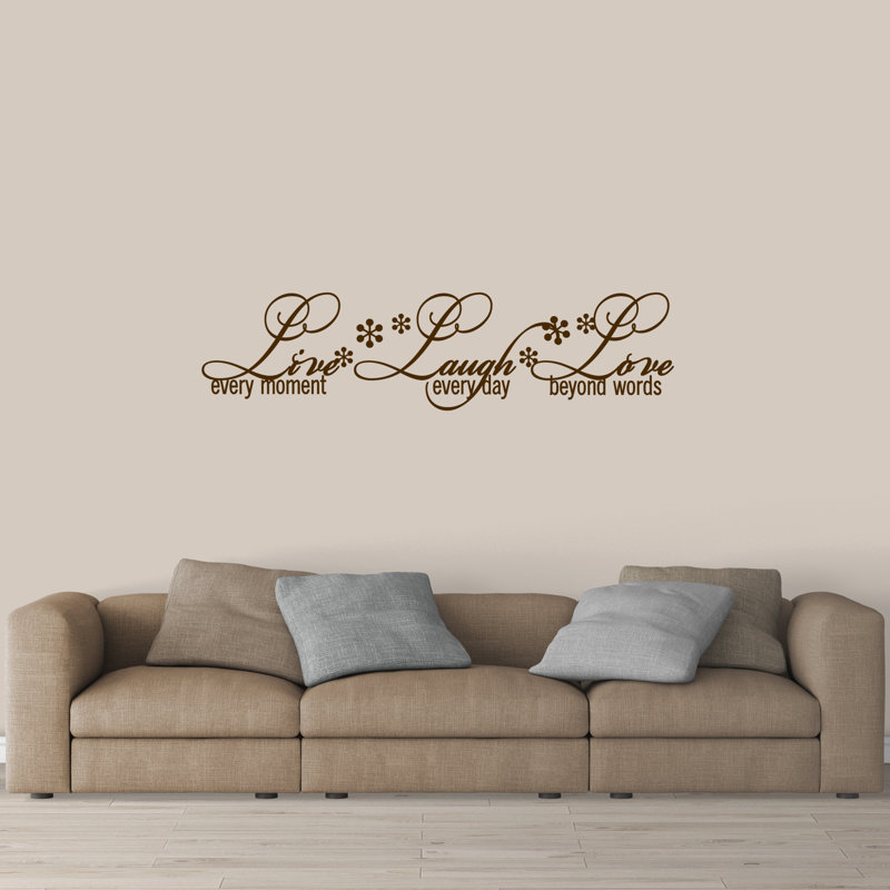 Décalcomanie murale Live Laugh Love, Brun chocolat
