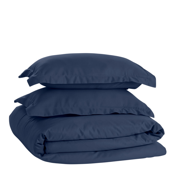  Classic 700 Thread Count Certified Certified Egyptian Cotton Sateen Duvet Cover Set, Navy Blue