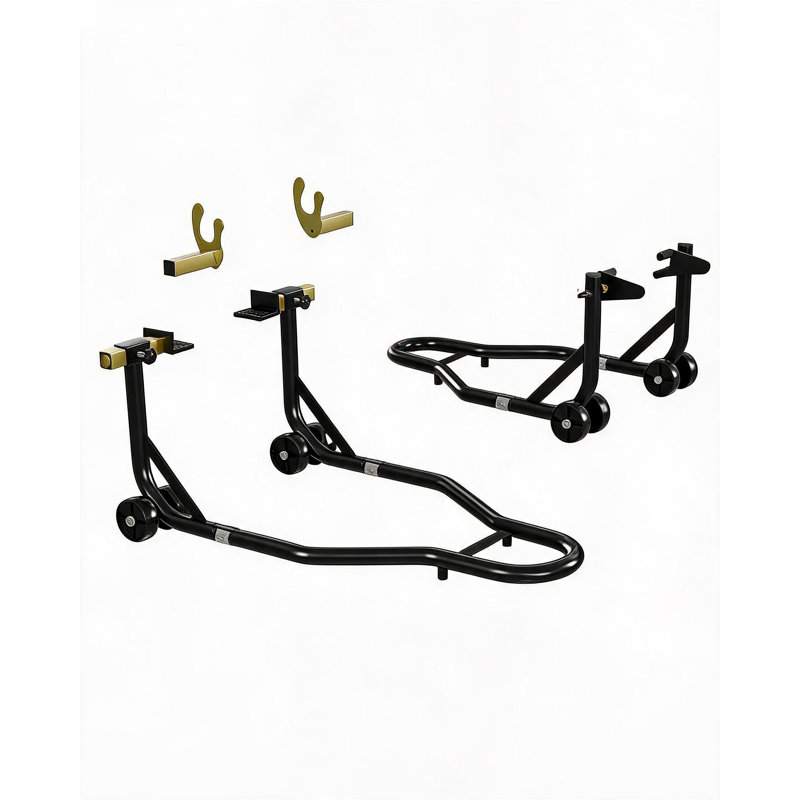 Support de levage pour moto – Capacité de 408 kg (900 lb), bras oscillant réglable en U et L, support d'atelier robuste pour l'entretien et les réparations, avec gants.