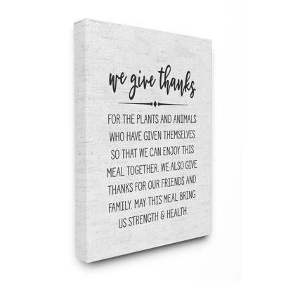 " We Give Thanks Strength And Health Subtle Birch Typography "