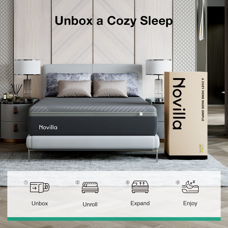 Matelas de 14 po pour très grand lit, matelas en mousse viscoélastique gélifiée AiryFlow ™ moyen, tissu en soie glacée, infusé de thé vert